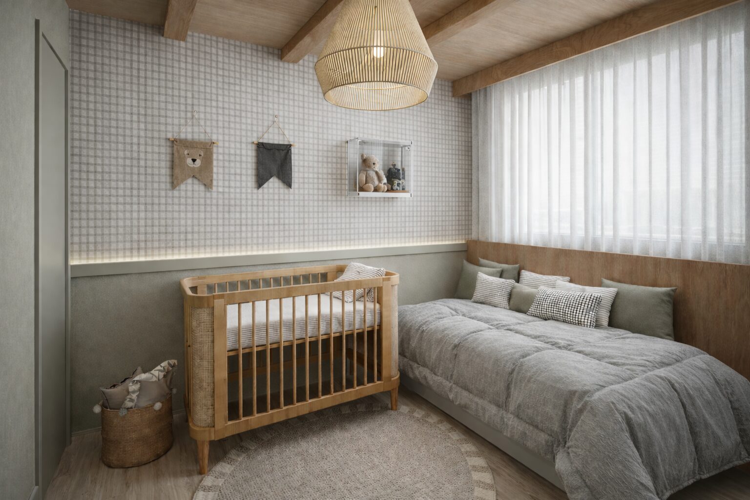 Suíte e quarto de bebê, projeto Ecoparque, vista 3